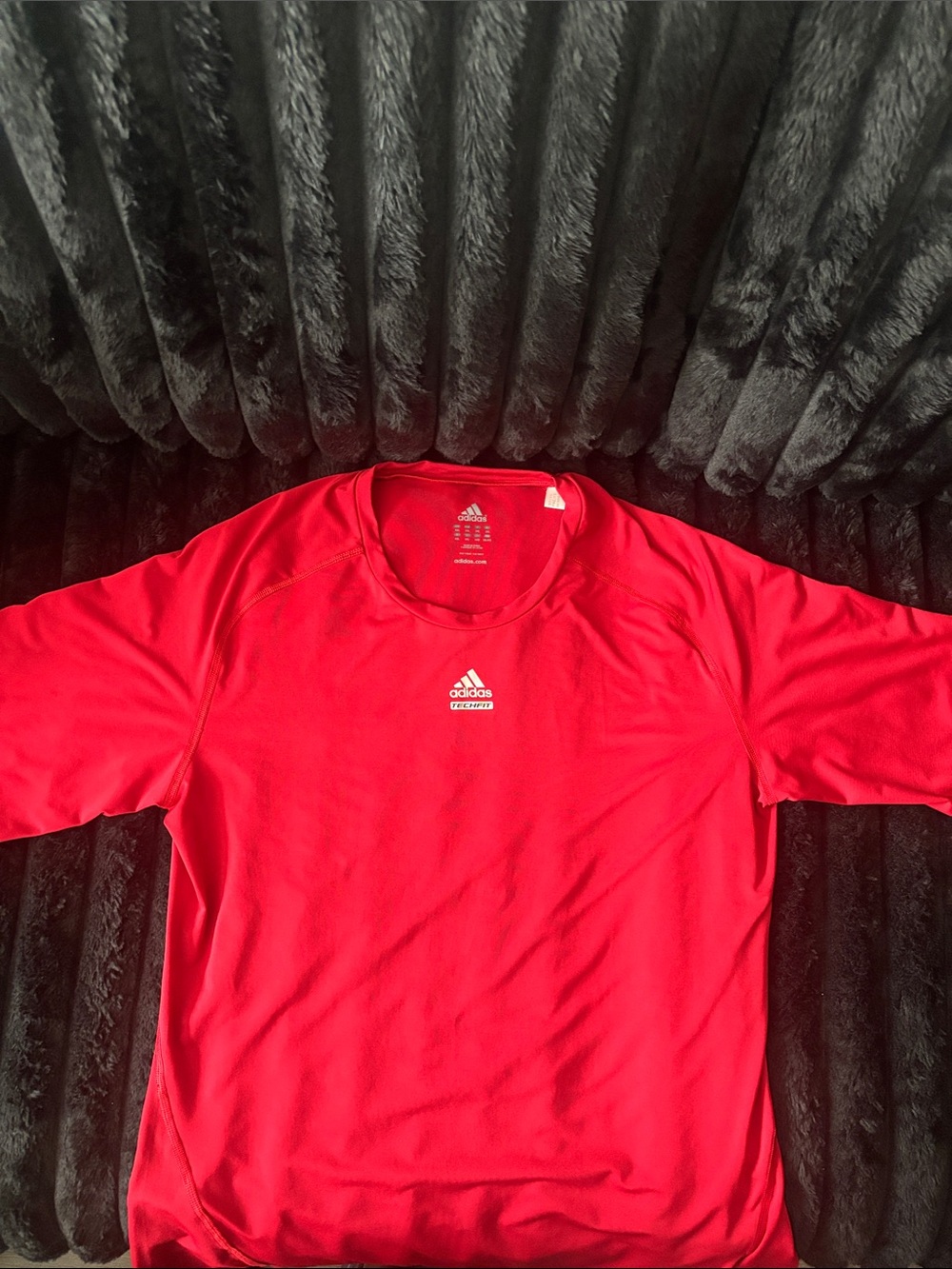 Adidas Climalite Techfit  Red Short-Sleeve Training Shirt